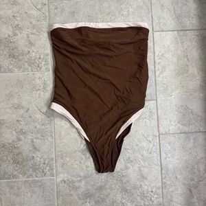 Abercrombie & Fitch Brown and Cream Strapless Swim
